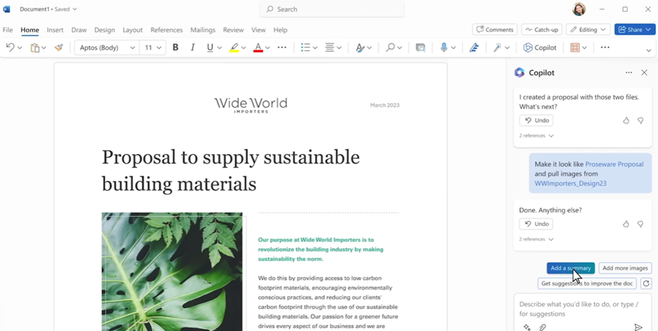 Microsoft 365 Copilot in Word - screenshot