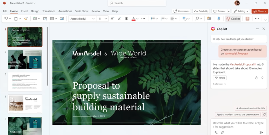 Microsoft 365 Copilot in PowerPoint - screenshot